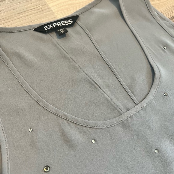 Express Gray Split Back Tank with Rhinestones - Size XS - Picture 2 of 6